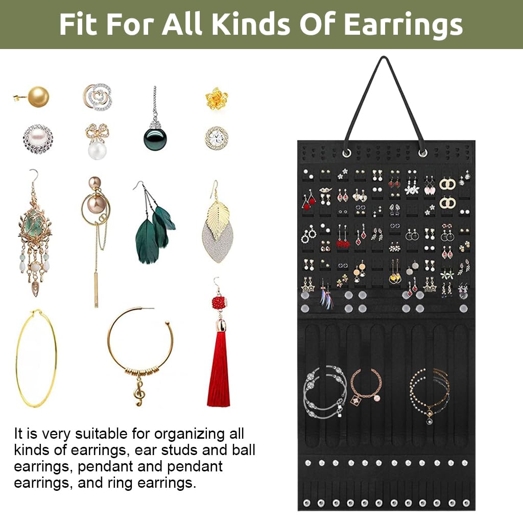 HASTHIP® Wall Hanging Jewellery Organizer for Women, Large Necklaces Earrings Organizer Box Hanger, Soft Felt Bracelets Earrings Storage Holder Display Board for Jewelry, Ear Studs, Hair Clips HASTHIP® Wall Hanging Jewellery Organizer for Women, Large Necklaces Earrings Organizer Box Hanger, Soft Felt Bracelets Earrings Storage Holder Display Board for Jewelry, Ear Studs, Hair Clips
